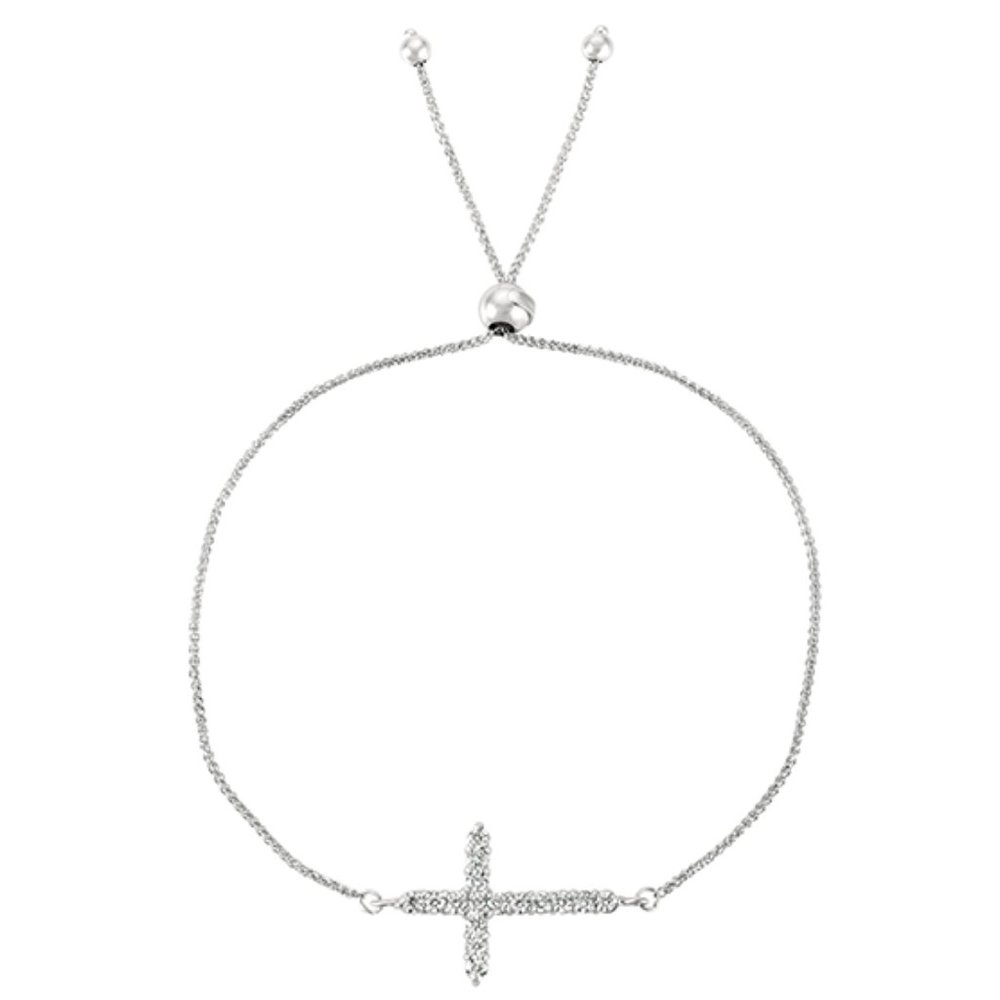 0.5 Carat Bolo Diamond Cross Bracelet 14K White Gold